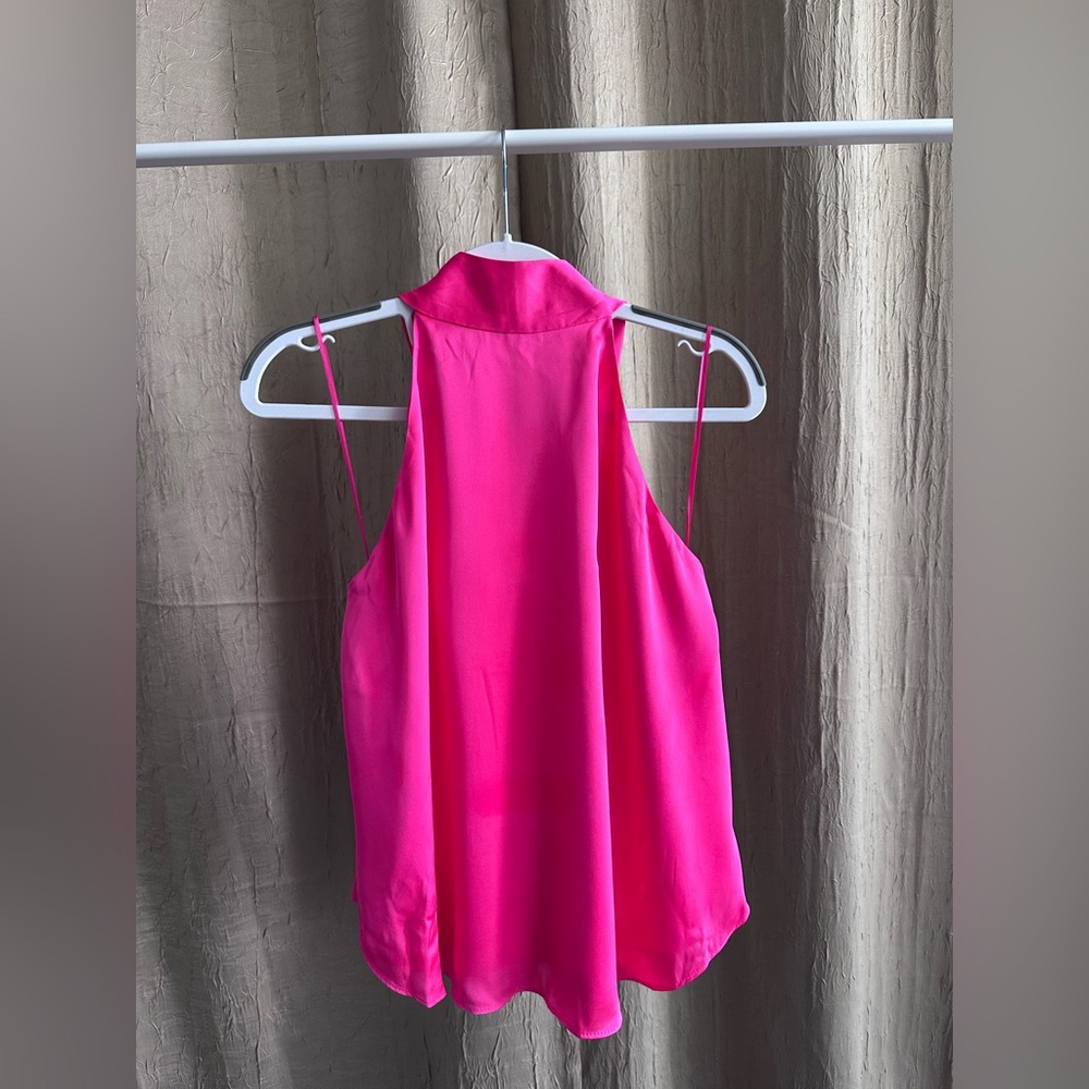 Favorite Daughter peacock pink bow tie halter neck open back top - Picture 2 of 8